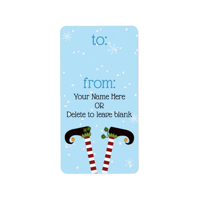 Elf TO/FROM Gift Märkre Anpassningsbar Färg Adressetikett (Framsidan)