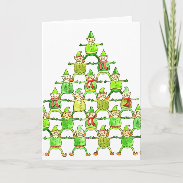 Elf Träd julkort Helgkort (Framsida)