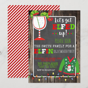 Elf Ugly Sweater Cocktail Party Inbjudan