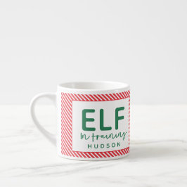 Elf under utbildning röd, grönt och vit jul espressomugg