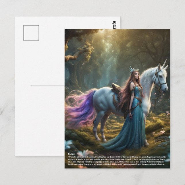 Elf Unicorn Vykort (Fram/baksida)