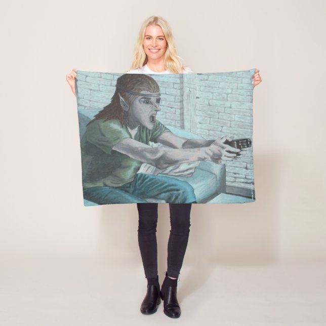 Elf Video Game Player Fantasy Art Fleece Blanket (På plats)