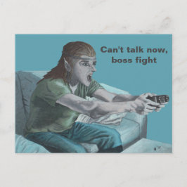 Elf Video Gamer Chef Fight Fantasy Art-vykort Vykort