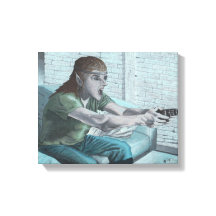 Elf Video Gamer Chef Fight Fantasy Kanvastryck