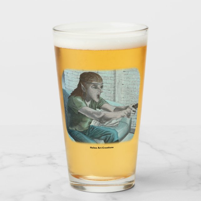 Elf Video Gamer Chef Kamp mot Fantasy Drinking Gla Glaskopp (Framsida fylld)