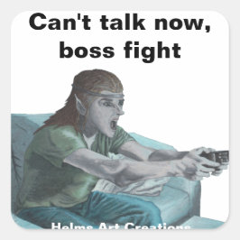 Elf Video Gamer Spelspelare Fantasy Art Stickers Fyrkantigt Klistermärke