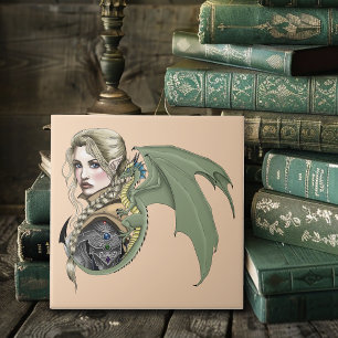 Elf Warrior Dragon Fantasy Kakelplatta