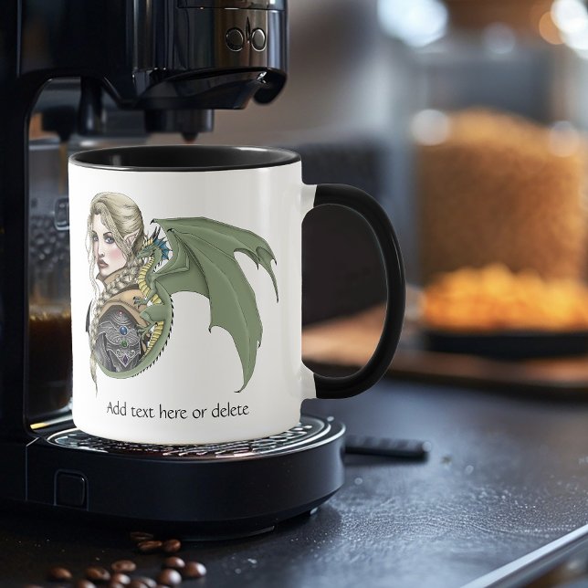 Elf Warrior Dragon Fantasy Mugg (Skapare uppladdad)