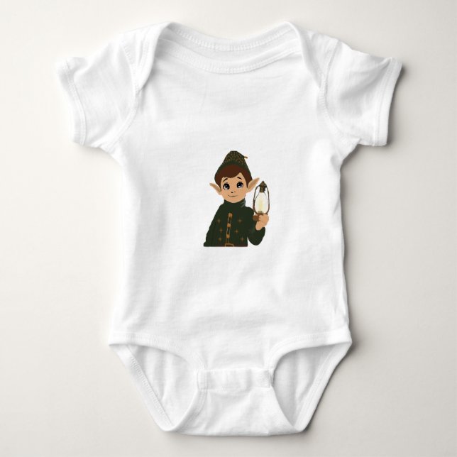Elf Watcher Baby Bodysuit Starry Night Back T Shirt (Framsida)