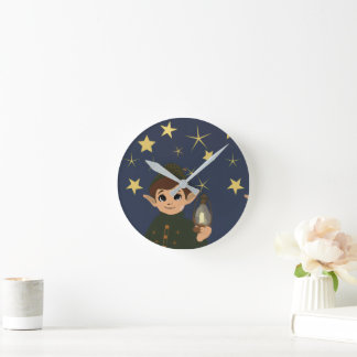 Elf Watcher Starry Night Acrylic Wall Clock Rund Klocka