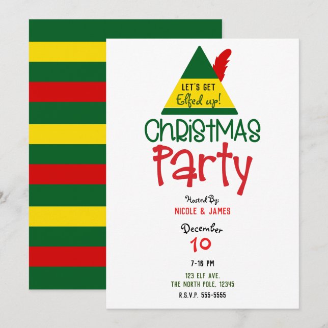 Elfed up Holiday Jul Tomte Party Inbjudningar (Fram/baksida)