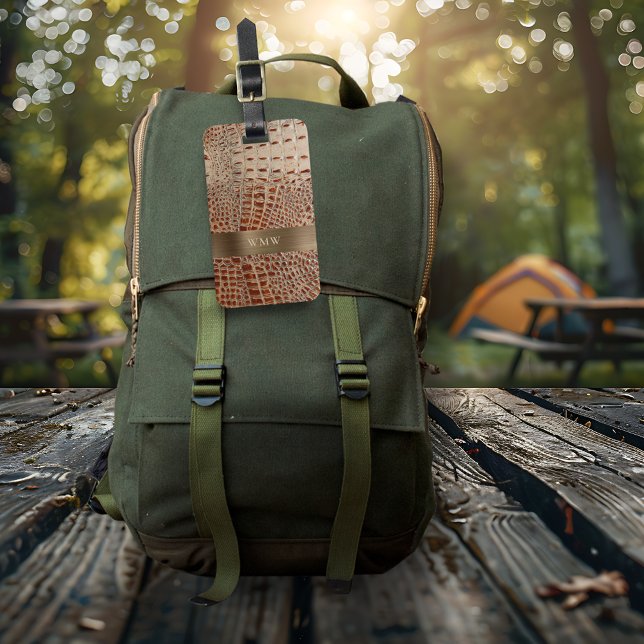 Elfenad reptilläder, Metall Monogram Bagagebricka (Skapare uppladdad)