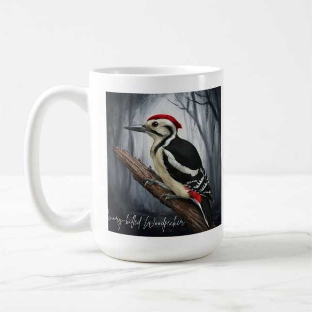 Elfenad träpecker kaffemugg (Vänster)