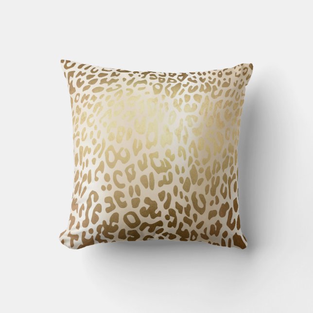 Elfenartat Glam Guld Metallic Steel Leopard Animal Kudde (Framsida)