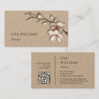 Elfenben 3D Magnolia Rustic | QR-kod Visitkort