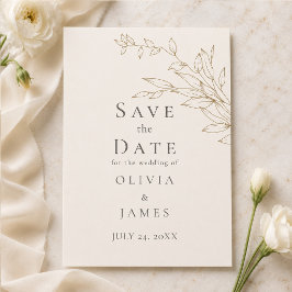 Elfenben & Antik Guld Botanisk Save the Date Inbjudningar