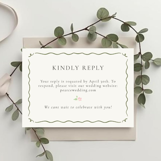 Elfenben | Blommig QR RSVP-svarskort OSA Kort (Skapare uppladdad)