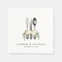 Elfenben blommigt greenery bröllop napkins