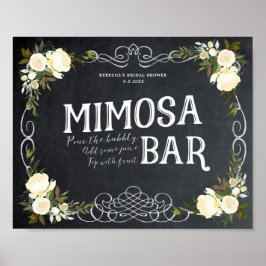 Elfenben blommigt Mimosa Pub Sign Bq bröllop etc. Poster