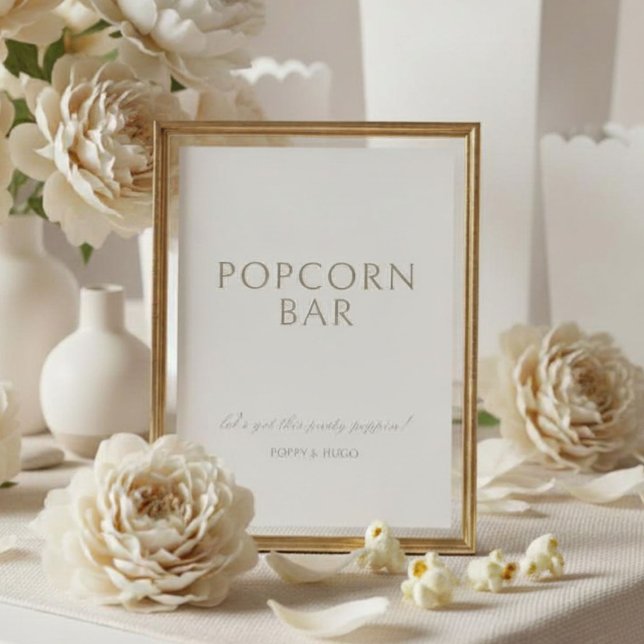 Elfenben | Bröllop Popcorn Bar Bordskylt Kort (Skapare uppladdad)