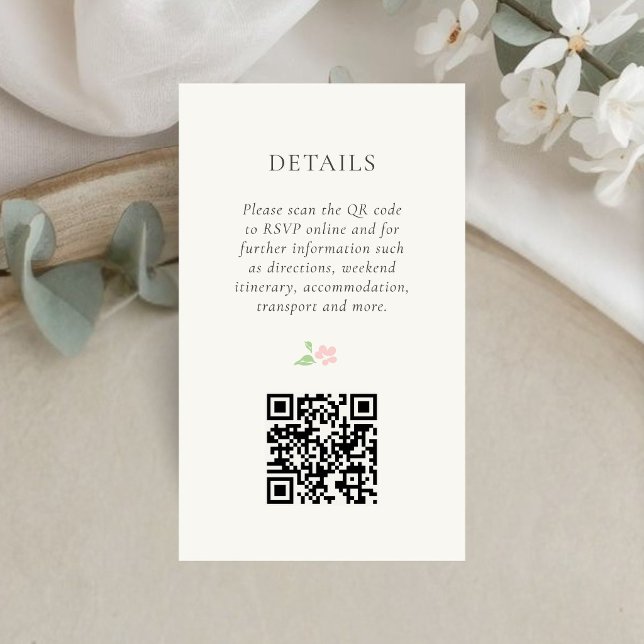 Elfenben | Chic Mini QR Bröllopsdetaljer  Tilläggskort (Skapare uppladdad)