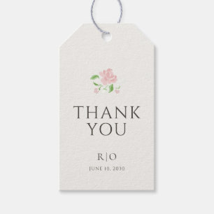 Elfenben Chic Rosa Blommig Bröllop Tack G Presentetikett