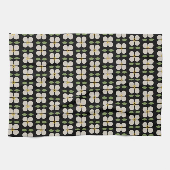 Elfenben - Elegant Botanical Tea Towel Kökshandduk (Horisontell)