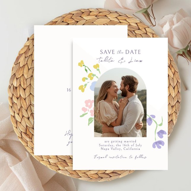 Elfenben | Elegant Skrift Blommig Valvbåge Bröllop (Skapare uppladdad)