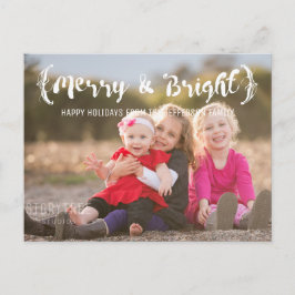 Elfenben-Eleganten skissade Merry & Bright Photo Helg Vykort