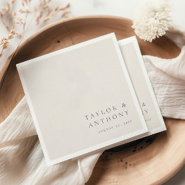Elfenben Enkel Modern Elegant Minimal Bröllop Pappersservett
