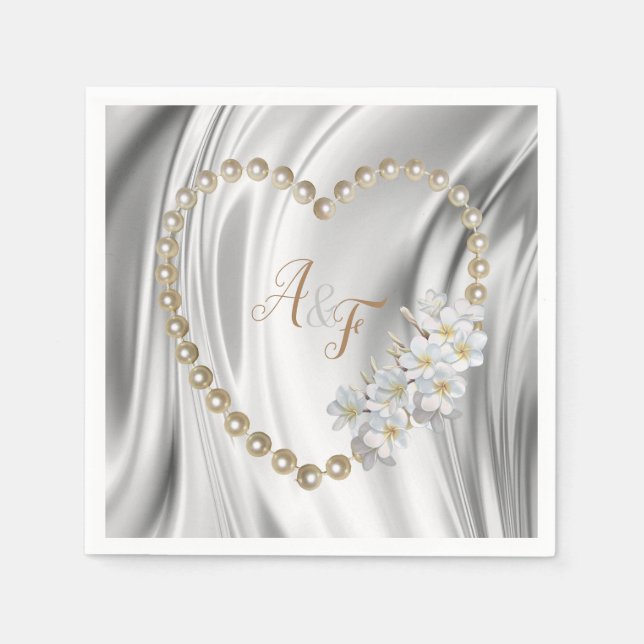 Elfenben,Grönt,Blått,guld Silke och pärlblöjor Pappersservett (Framsidan)