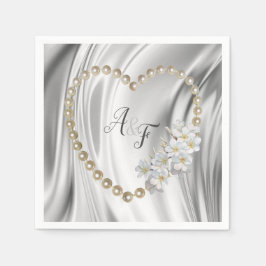 Elfenben,Grönt,Blått,guld Silke och pärlblöjor Pappersservett