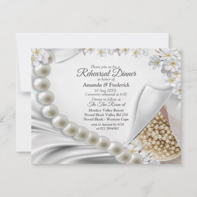 Elfenben,Grönt,Blått,Guld Silke och Pear Rehearsal Inbjudningar (Framsida)