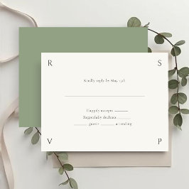 Elfenben & Grönt | Blommig Ros Bröllop RSVP  OSA Kort