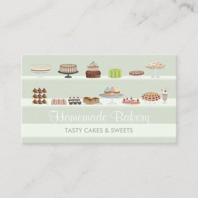 Elfenben Grönt Tasty Bakery Cakes Sweets Candy Sho Visitkort (Framsida)