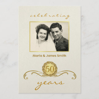 Elfenben & Guld - 50-årsjubileumsfestinbjudningar Inbjudningar
