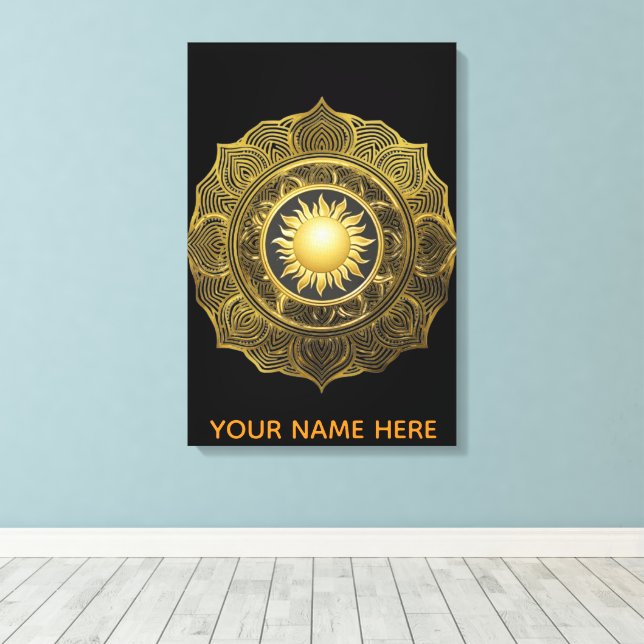 Elfenben Helios Mandala Finkonstduk Konst Canvastryck (Insitu (trägolv))
