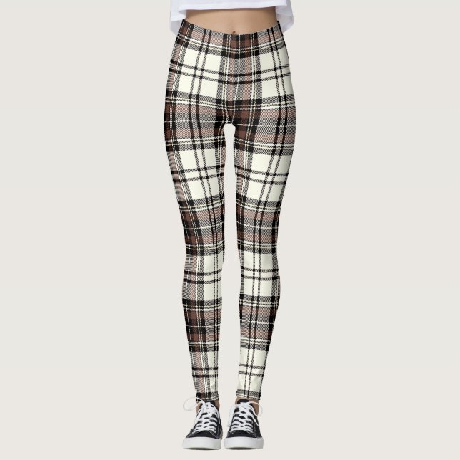 Elfenben, kincy, Black Färg Tartan; Play Mönster Leggings (Framsida)