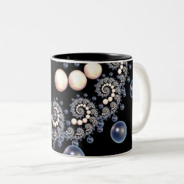 Elfenben och blå pärla Spiral 2 Tone Mugg