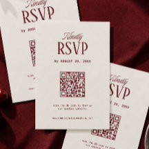 Elfenben och Burgundy Bröllop RSVP QR-kod