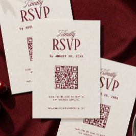 Elfenben och Burgundy Bröllop RSVP QR-kod Tilläggskort