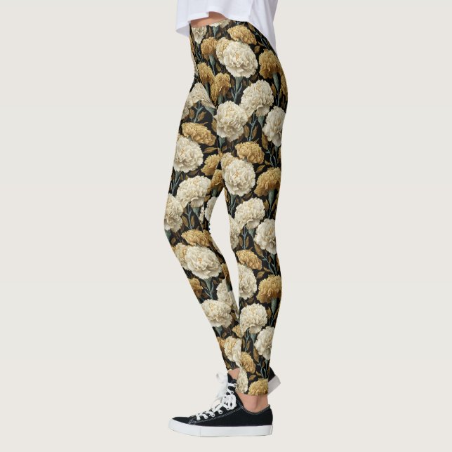 Elfenben och Guld Crossfit Carnation Aesthetic Sec Leggings (Vänster)