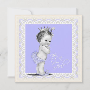 Elfenben och lavendel Baby Girl Shower Inbjudningar