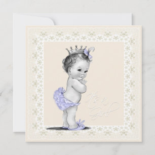 Elfenben och lavendel Baby Girl Shower Inbjudningar