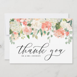 Elfenben och persikafärgad vattenfärgspion och hor tack kort