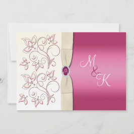 Elfenben och rosa Monogrammed bröllopinbjudan Inbjudningar