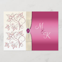 Elfenben och rosa Monogrammed bröllopinbjudan Inbjudningar