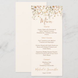 Elfenben och rosafärgad vildblommig bröllop meny