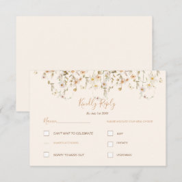 Elfenben och rosafärgad vildblommig bröllop OSA kort