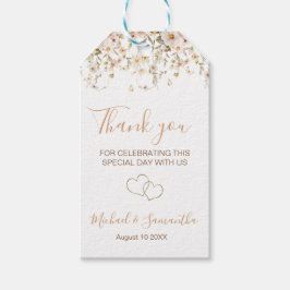 Elfenben och rosafärgad vildblommig bröllop presentetikett